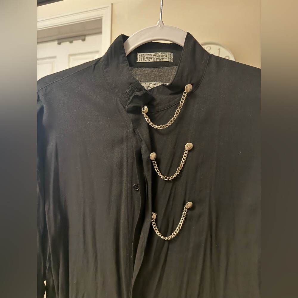 Men's Black Chain-Detail Military Jacket